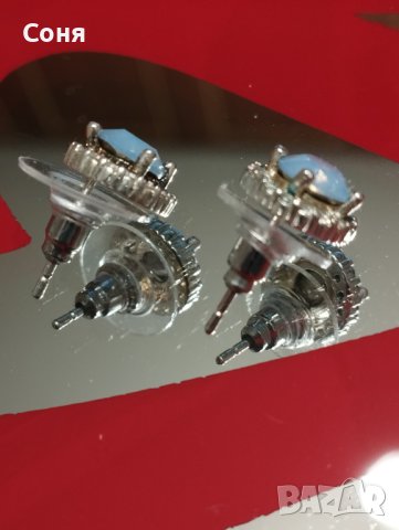 Обеци, обици с лунен камък и цирконий, снимка 11 - Обеци - 43492607