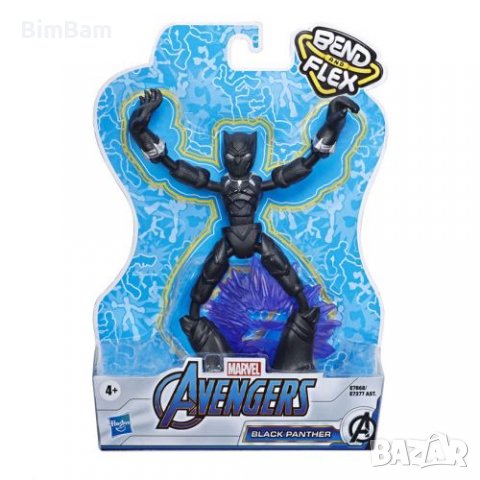 Разтягаща фигурка Black Panter - Bend & Flex / MARVEL  / Hasbro - 15 cm, снимка 3 - Фигурки - 35434211