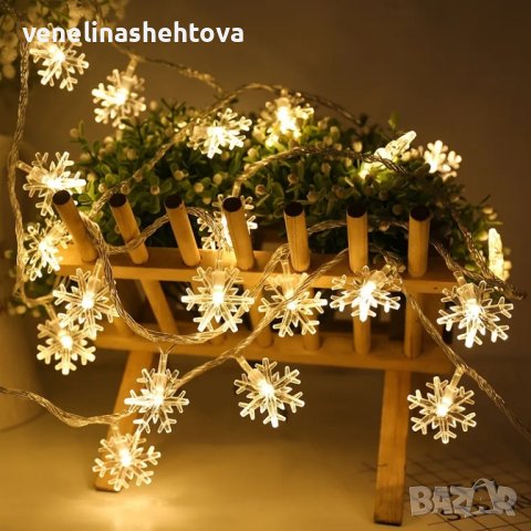 3 М.Коледни LED лампички снежинки, снимка 5 - Лед осветление - 43020044
