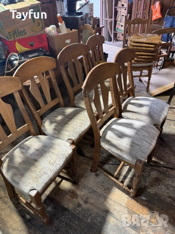 Масивна дъбова маса със столове - Рустик стил, снимка 4 - Маси - 52835147