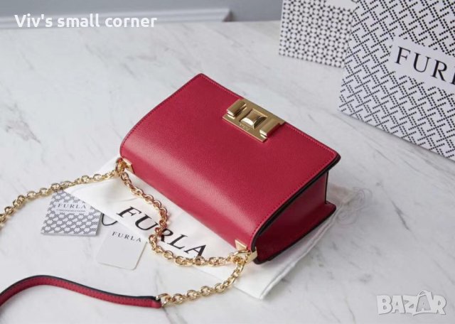 Furla Mimi Естествена кожа среден размер Burgundy red, снимка 2 - Чанти - 33073071