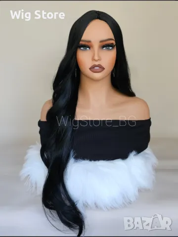 Дълга черна перука без бретон, снимка 3 - Аксесоари за коса - 47721457