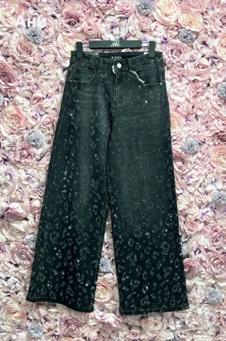 Черни дънки с камъни, снимка 1