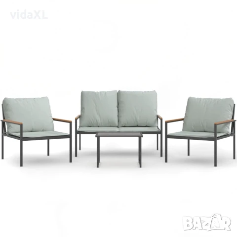 vidaXL Градински комплект от 4 части с възглавници антрацит стомана（SKU:3188016）, снимка 1
