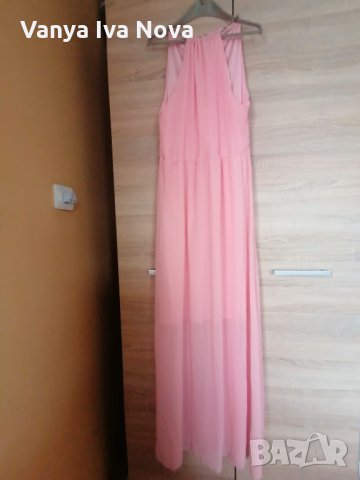 Розова ефирна дълга рокля, снимка 1 - Рокли - 33049270