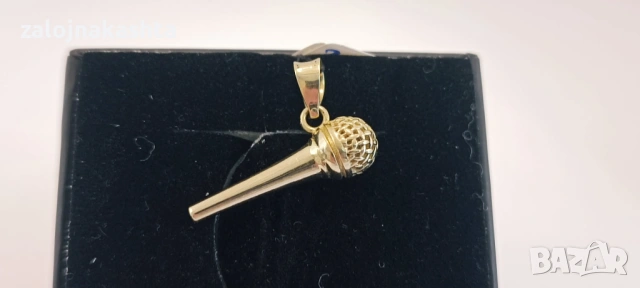 Нова-Златна висулка микрофон-3,37гр/14кр, снимка 2 - Колиета, медальони, синджири - 53258711