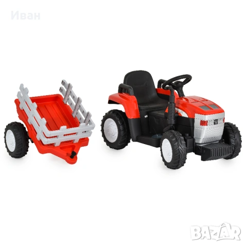  ПРОМОЦИЯ ДО 28.02! НОВО! Акумулаторен трактор с ремарке Dallas RED с 12V батерия , снимка 2 - Електрически играчки - 53334002