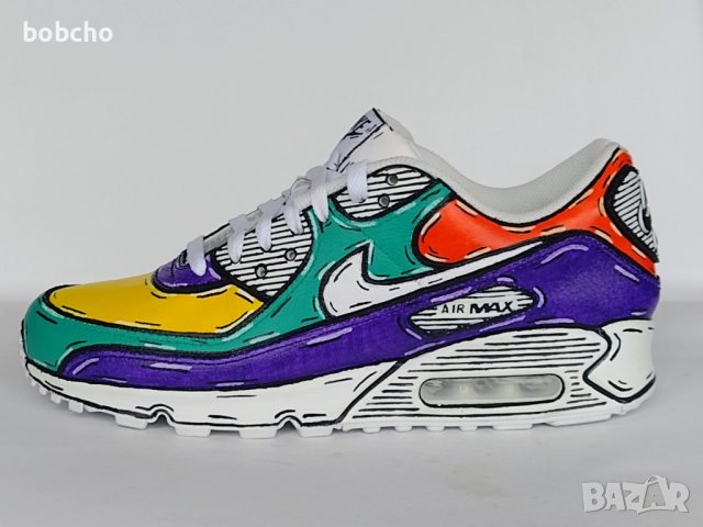 Nike air max 90 100% оригинал cartoon customized ръчно рисувани, снимка 2 - Маратонки - 40414247