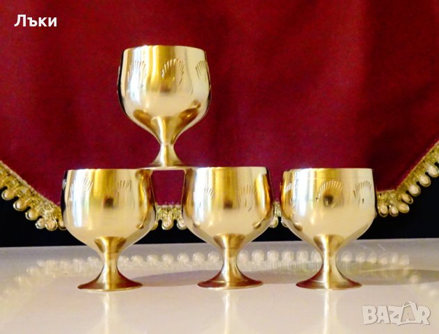 Английски бронзови чаши,шот,гравирани. , снимка 7 - Антикварни и старинни предмети - 33517031
