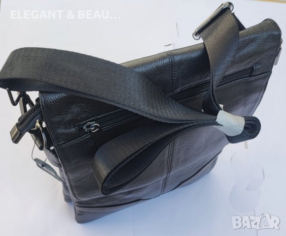 Мъжка кожена чанта с капак, снимка 2 - Чанти - 38965277