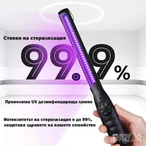 UV LED лампа за дезинфекция и стерилизация UV-C 10W преносима бактерициден ув фенер за дома и офиса, снимка 3 - Лед осветление - 53187900
