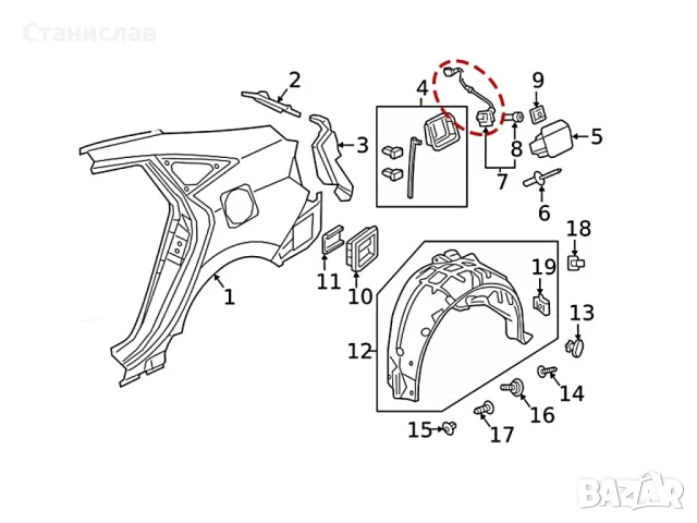 Honda Civic MK10 Моторче за заключване на резервоар, снимка 9 - Части - 50280369