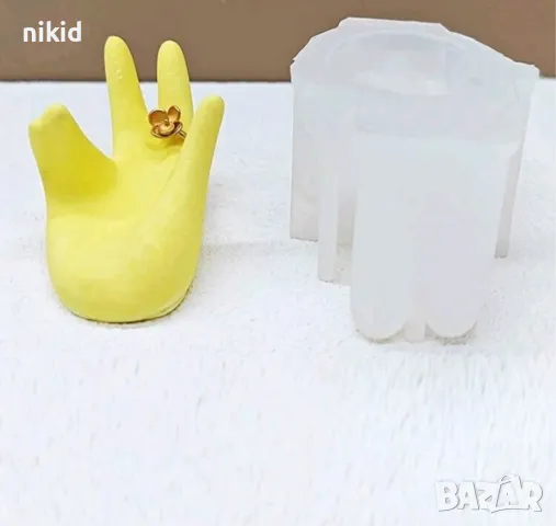 3d Ръка пръсти поза стойка основа поставка силиконов молд форма фондан шоколад гипс смола декор укра, снимка 2 - Форми - 49294930