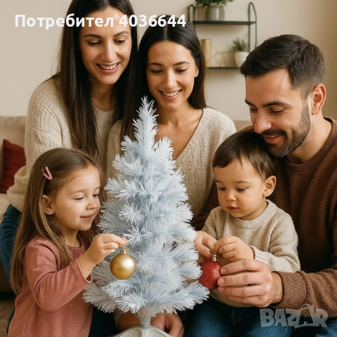 Елегантна елха в бял и син цвят 60 см – Стилна празнична декорация