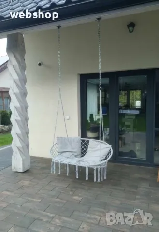 Луксозна Двойна бежова градинска люлка за двама с възглавница, снимка 1
