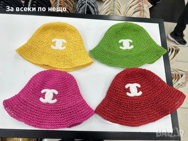 Chanel Плетена Плажна Лятна Шапка Шанел - Налични Различни Цветове Код E525, снимка 6 - Шапки - 50755674
