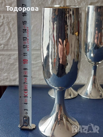 Прекрасни шест броя сребърни чаши за вино, сребро 800, снимка 4 - Чаши - 52093476