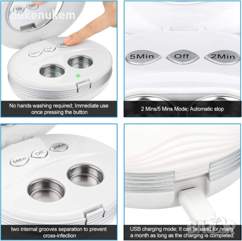 Ултразвуковa почистващa ваничка за контактни лещи – USB, компактна, снимка 6 - Друга електроника - 53083758