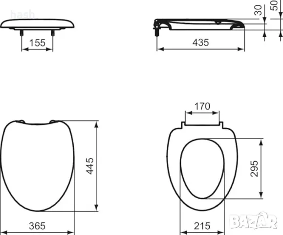 Тоалетна седалка Ideal Standard J102500 Оригинална серия Novella, бяла, снимка 2 - Други - 48546666