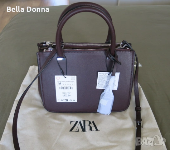 ЗАРА Дамска мини градска чанта/ ZARA Mini city bag, цвят бордо, снимка 8 - Чанти - 53603517