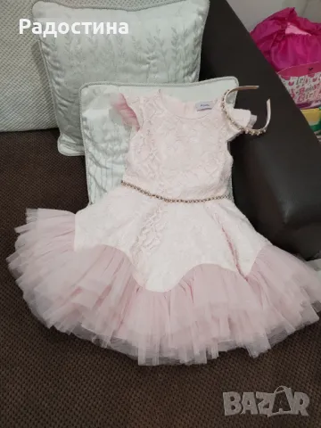Невероятно красива рокля в нежно розово, снимка 3 - Детски рокли и поли - 48618908