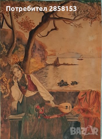 Картина акварел на художника Борис Георгиев, снимка 2 - Антикварни и старинни предмети - 42949280