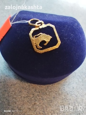 златна висулка зодия телец 0.90гр 14к , снимка 2 - Колиета, медальони, синджири - 36626969