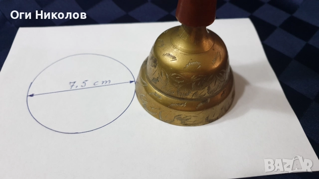 Бронзова камбана ,звънец с ръкохватка, снимка 4 - Антикварни и старинни предмети - 52391881