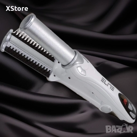 Преса за коса и къдрици ELITE HSB-0462 2 в 1 с мощност 40W. LCD дисплей, керамичен цилиндър, снимка 5 - Преси за коса - 52508379