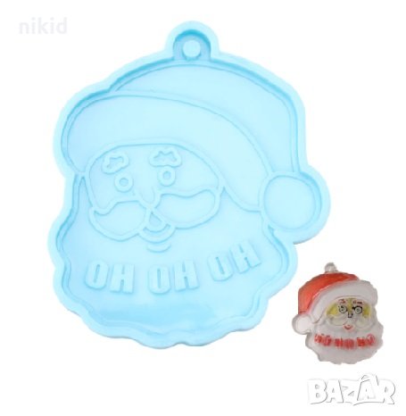 Дядо Коледа лице HO HO HO силиконов молд форма фондан шоколад смола висулка ключодържател
