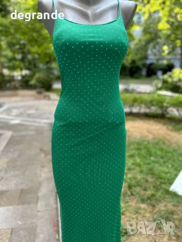 Слим рокли по тялото обсипани с камъни в Лилаво Зелено Черно, снимка 3 - Рокли - 51099453