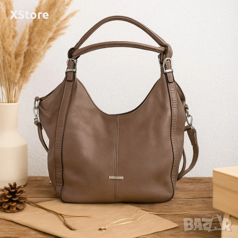 Дамска чанта тип торба от еко кожа – стил, организация и удобство в едно, снимка 3 - Чанти - 52585893