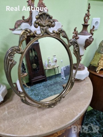 Прекрасно много красиво антикварно френско бронзово огледало 