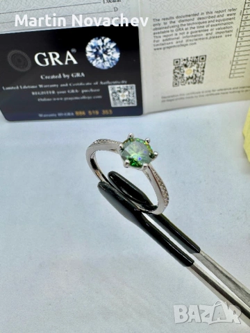 Сребърен пръстен с мойсанит (Диамант) 1 карат, снимка 10 - Пръстени - 53508195