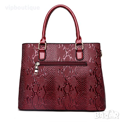 Кожена Дамска Чанта Бордо Сет Комплект, снимка 3 - Чанти - 43064226