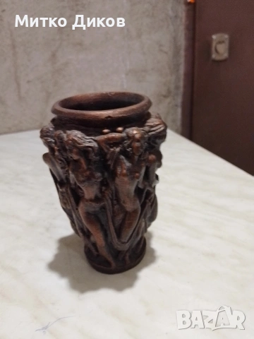 Art Nouveau Design Nympes ваза винтидж от патинирана теракота Н-230х80мм и ги 50х 55, снимка 5 - Вази - 53513386