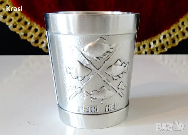Чаша от калай Petri Heil,Добър риболов. , снимка 2 - Антикварни и старинни предмети - 49496359