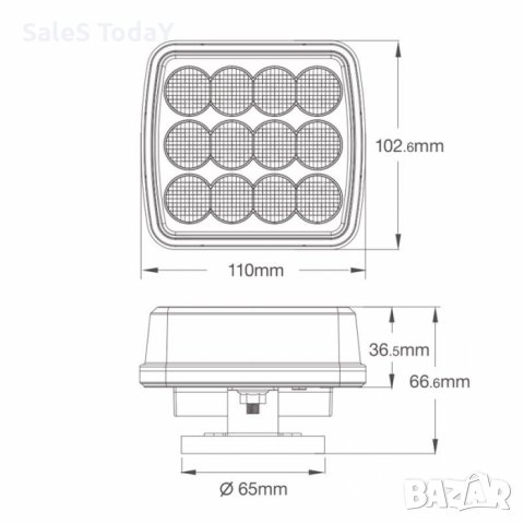 Сигнална лампа с магнит, маяк, 12-24V, 5W, 1бр, снимка 2 - Части - 38203141
