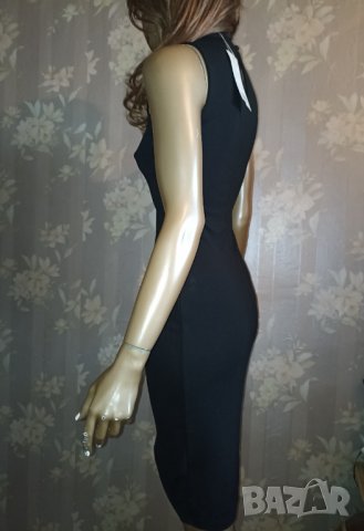 Anna Fleid- XS,S- Стилна  нова с етикет официална черна рокля по тялото от стегнато трико с бижу, снимка 4 - Рокли - 38211354