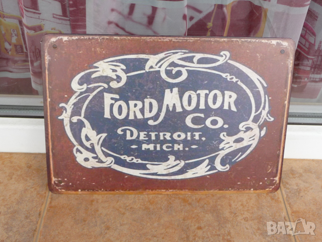 Метална табела кола Ford Motor Co Detroit форд марка автомобили, снимка 1 - Рекламни табели - 44847654
