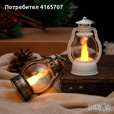 Мини ретро фенер – LED лампа-свещ с безопасна реалистична светлина, снимка 3 - Декорация за дома - 52841455