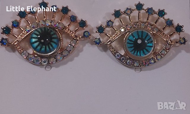 Outlet Sale Обеци Devils's eyes,масивен модел,blue collection,Gold/нови