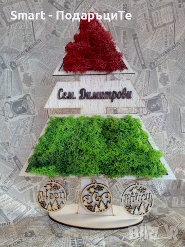 Семеен коледен подарък с вашите имена и скандинавски мъх