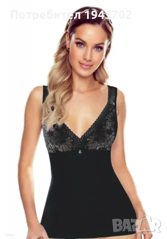 Дамски потник с V-образно деколте в черен цвят ZITA