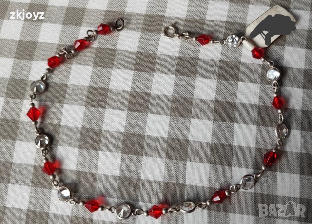 НОВА СРЕБЪРНА ГРИВНА ЗА КРАК С ЦИРКОНИИ 4.90 ГРАМА/ ПРОБА 925