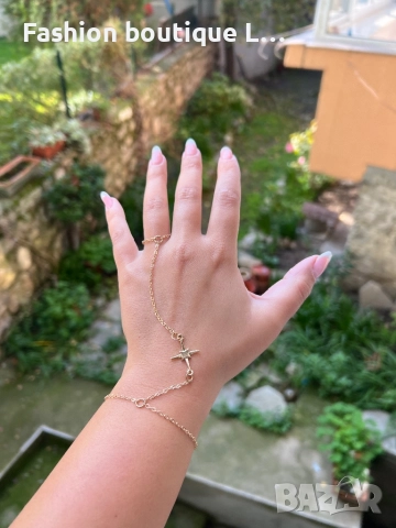 Златисто бижу за ръката синджир за пръста и гривнатал ❤️, снимка 2 - Гривни - 52413420