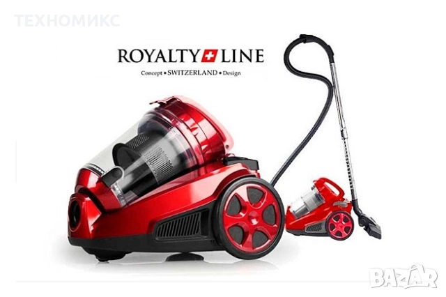 Прахосмукачка без торба Royalty Line RL-BSCM1400.60, 850W, 3 литра, HEPA филтър, Циклон, Червен, снимка 2 - Прахосмукачки - 51737310