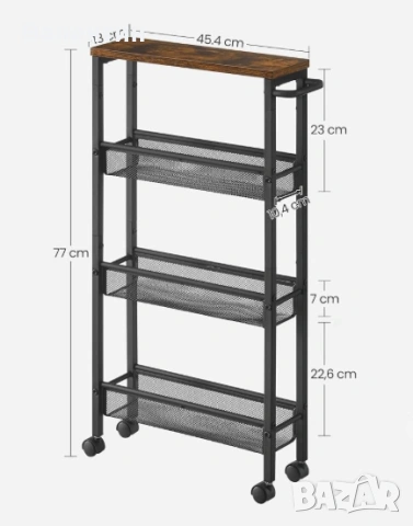 Кухненска количка с колелца на 4 нива, снимка 4 - Маси - 53129896