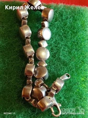 Уникална сребърна гривна майсторска ръчна изработка закопчалка тип Омар 30692, снимка 5 - Гривни - 53015951