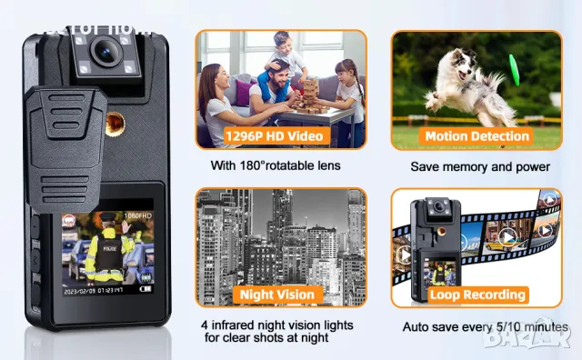 64GB Body Camera с дисплей от Hoestr A39 , снимка 5 - Камери - 49268286